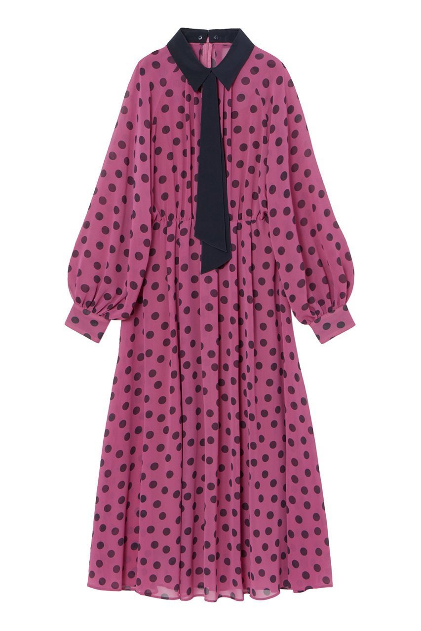【アナイ/ANAYI】のポルカドット2WAYカラー ワンピース インテリア・キッズ・メンズ・レディースファッション・服の通販 founy(ファニー) 　ファッション　Fashion　レディースファッション　Fashion for Women　ワンピース　Dresses　チュニック　Tunic Tops & Dresses　オータム　Autumn Fashion　シフォン　Chiffon, Lightweight Fabric　ジョーゼット　Georgette, Semi-Sheer Fabric　スリーブ　Sleeve, Long Sleeve / Short Sleeve　チュニック　Tunic, Long Top　ドット　Polka Dot, Dot Pattern　ランダム　Random, Irregular　ロング　Long, Long-Length　ボルドー|ID: prp329100004593386 ipo3291000000032614794