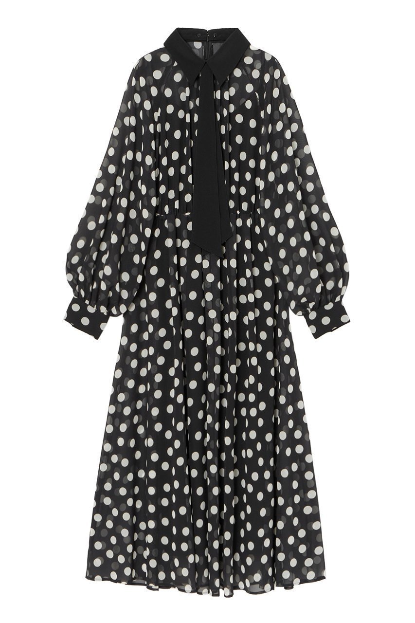 【アナイ/ANAYI】のポルカドット2WAYカラー ワンピース インテリア・キッズ・メンズ・レディースファッション・服の通販 founy(ファニー) 　ファッション　Fashion　レディースファッション　Fashion for Women　ワンピース　Dresses　チュニック　Tunic Tops & Dresses　オータム　Autumn Fashion　シフォン　Chiffon, Lightweight Fabric　ジョーゼット　Georgette, Semi-Sheer Fabric　スリーブ　Sleeve, Long Sleeve / Short Sleeve　チュニック　Tunic, Long Top　ドット　Polka Dot, Dot Pattern　ランダム　Random, Irregular　ロング　Long, Long-Length　ブラック|ID: prp329100004593386 ipo3291000000032614795