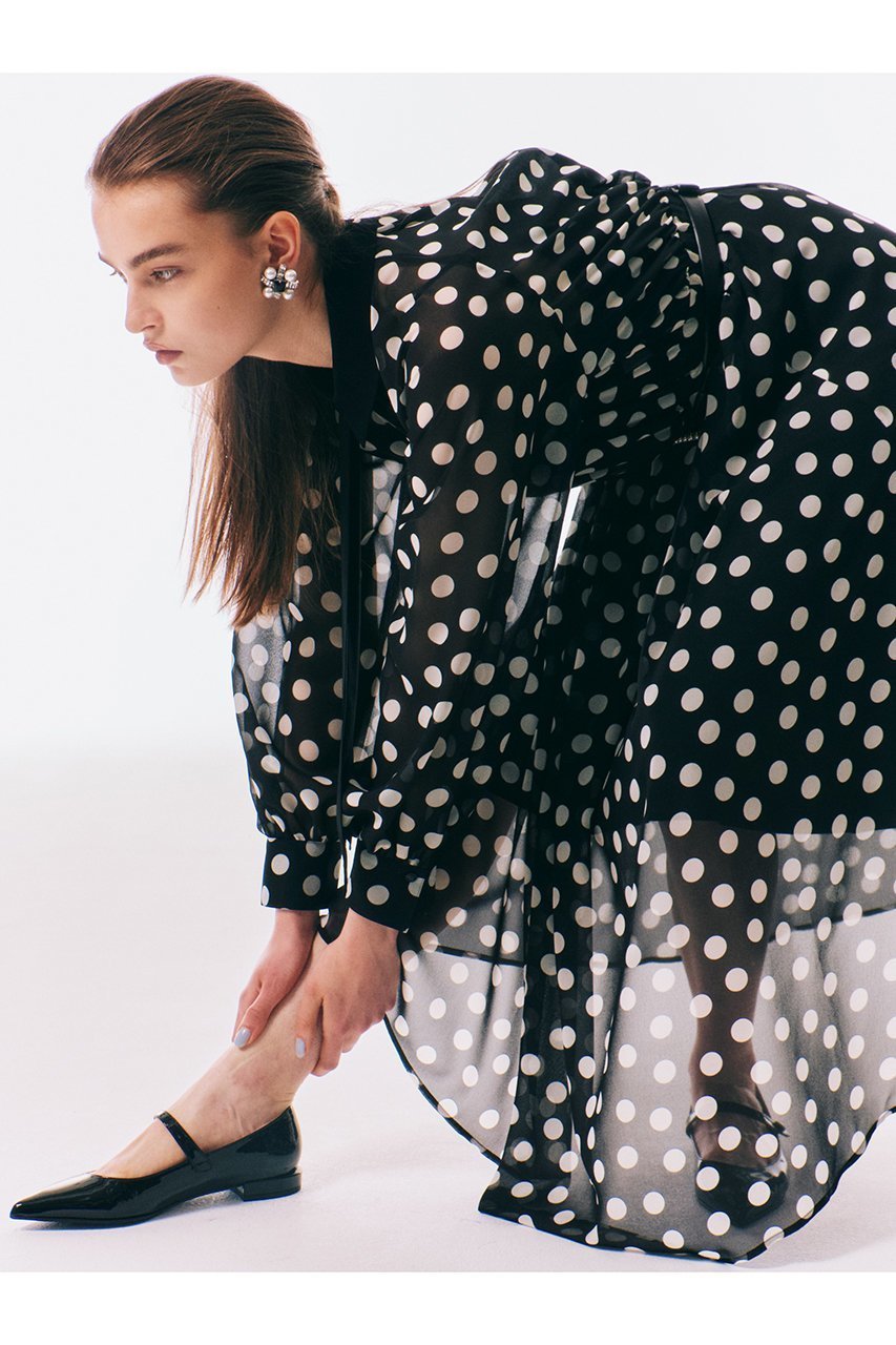 【アナイ/ANAYI】のポルカドット2WAYカラー ワンピース 人気、トレンドファッション・服の通販 founy(ファニー) 　ファッション　Fashion　レディースファッション　Fashion for Women　ワンピース　Dresses　チュニック　Tunic Tops & Dresses　オータム　Autumn Fashion　シフォン　Chiffon, Lightweight Fabric　ジョーゼット　Georgette, Semi-Sheer Fabric　スリーブ　Sleeve, Long Sleeve / Short Sleeve　チュニック　Tunic, Long Top　ドット　Polka Dot, Dot Pattern　ランダム　Random, Irregular　ロング　Long, Long-Length　other-5|ID: prp329100004593386 ipo3291000000032614799