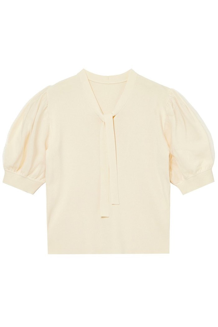 【アナイ/ANAYI】のチュールスリーブ プルオーバー インテリア・キッズ・メンズ・レディースファッション・服の通販 founy(ファニー) https://founy.com/ ファッション Fashion レディースファッション Ladies' Fashion Online トップス・カットソー Tops/Tshirt ニット Knit Tops プルオーバー Pullover なめらか Smooth コンパクト Compact チュール Tulle リラックス Relax エレガント 上品 Elegant 再入荷 Restock/Back In Stock/Re Arrival 半袖 Short Sleeve |ID: prp329100004593388 ipo3291000000032614812