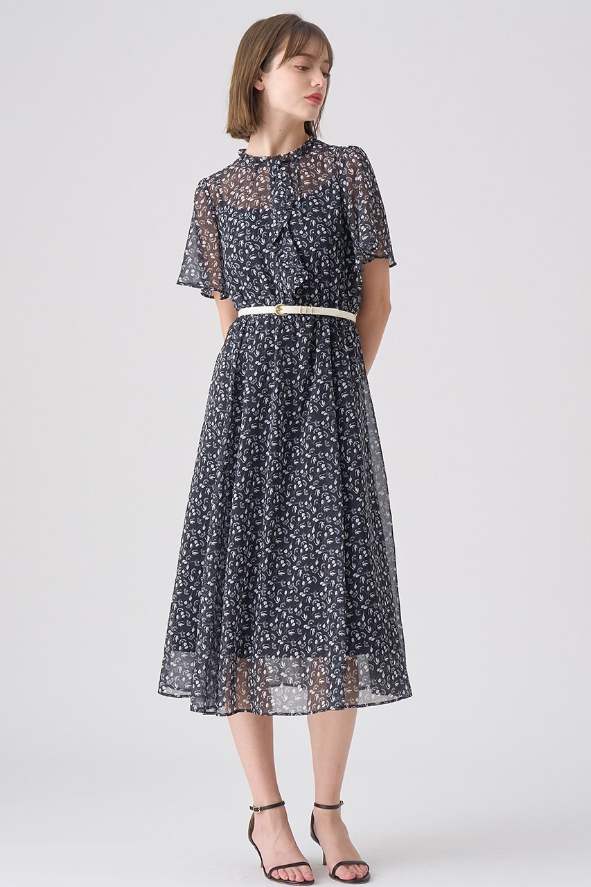 【アナイ/ANAYI】のリトルフラワープリントラッフル ワンピース 人気、トレンドファッション・服の通販 founy(ファニー) 　ファッション　Fashion　レディースファッション　Ladies' Fashion Online　ワンピース　Dress　チュニック　Tunic　イタリア　Italy　キャミソール　Camisole　シアー　Sheer　シフォン　Chiffon　ジョーゼット　Georgette　チュニック　Tunic　フェミニン　Feminine　フレア　Flare　フロント　Front　プリント　Print　ペチコート　Petticoat　モノトーン　Monotone　ラッフル　Raffle　再入荷　Restock/Back In Stock/Re Arrival　夏　Summer　other-8|ID: prp329100004593393 ipo3291000000032614844