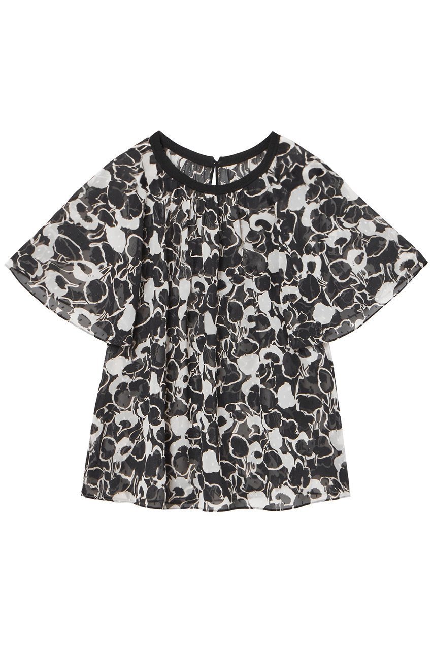 【アナイ/ANAYI】のモノトーンフラワープリントボートネック ブラウス 人気、トレンドファッション・服の通販 founy(ファニー) 　ファッション　Fashion　レディースファッション　Fashion for Women　トップス・カットソー　Cut & Sew Tops　シャツ・ブラウス・オフィスカジュアル　Elegant Blouses & Button-Ups　花柄・フラワープリント・モチーフ　Floral Prints & Motifs / Flower Pattern Tops　ショート　Short, Short Length　スリーブ　Sleeve, Long Sleeve / Short Sleeve　バランス　Balance, Style Balance　フラワー　Flower, Floral　フレア　Flare, Flared　プリント　Print, Printed Pattern　モノトーン　Monotone, Black and White　再入荷　Restock / Back in Stock　夏　Summer　 other-1|ID: prp329100004593394 ipo3291000000035051529