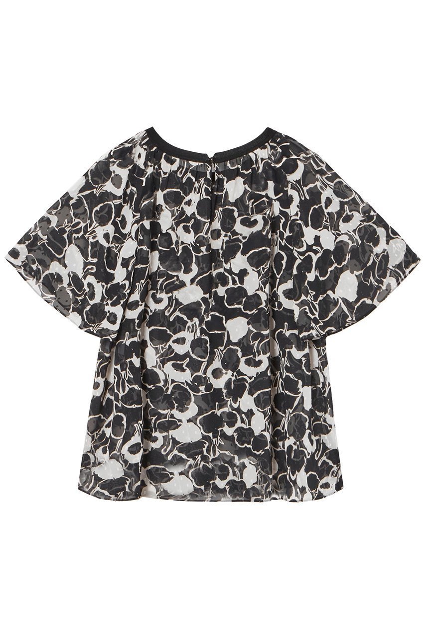 【アナイ/ANAYI】のモノトーンフラワープリントボートネック ブラウス 人気、トレンドファッション・服の通販 founy(ファニー) 　ファッション　Fashion　レディースファッション　Fashion for Women　トップス・カットソー　Cut & Sew Tops　シャツ・ブラウス・オフィスカジュアル　Elegant Blouses & Button-Ups　花柄・フラワープリント・モチーフ　Floral Prints & Motifs / Flower Pattern Tops　ショート　Short, Short Length　スリーブ　Sleeve, Long Sleeve / Short Sleeve　バランス　Balance, Style Balance　フラワー　Flower, Floral　フレア　Flare, Flared　プリント　Print, Printed Pattern　モノトーン　Monotone, Black and White　再入荷　Restock / Back in Stock　夏　Summer　other-2|ID: prp329100004593394 ipo3291000000035051531