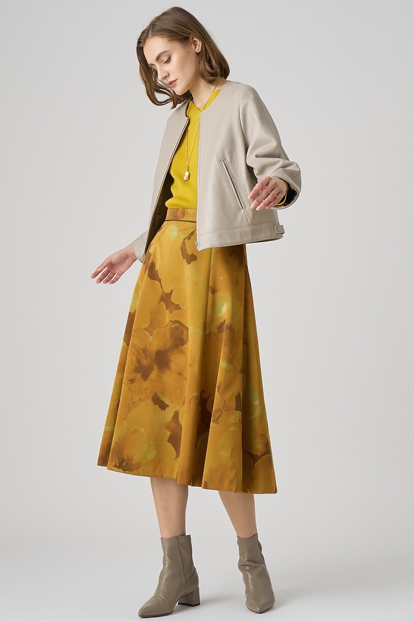 【アナイ/ANAYI】のグラデーションプリントナローフレア スカート 人気、トレンドファッション・服の通販 founy(ファニー) 　ファッション　Fashion　レディースファッション　Fashion for Women　スカート　Skirts　Aライン・フレアスカート　A-Line & Flared Skirts　おすすめ　Recommended / Our Picks　イエロー　Yellow　エレガント 上品　Elegant　グラデーション　Gradient, Ombre　サテン　Satin, Glossy Fabric　フラワー　Flower, Floral　フレア　Flare, Flared　ミドル　Middle Length, Mid Height　再入荷　Restock / Back in Stock　other-7|ID: prp329100004593399 ipo3291000000035053210