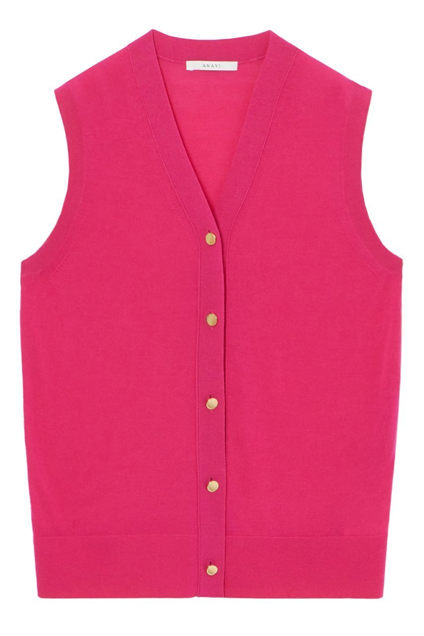 【アナイ/ANAYI】のエキストラメリノジレ インテリア・キッズ・メンズ・レディースファッション・服の通販 founy(ファニー) 　ファッション　Fashion　レディースファッション　Fashion for Women　トップス・カットソー　Cut & Sew Tops　ニット　Knit Tops & Sweaters　カーディガン・羽織り　Layered Style Cardigans　ベスト&ジレ / 重ね着スタイル　Vests & Gilets　おすすめ　Recommended / Our Picks　アンサンブル　Ensemble Set　エレガント 上品　Elegant　カーディガン　Cardigan, Knitwear　シンプル　Simple, Minimal　メタル　Metal, Metal Parts　再入荷　Restock / Back in Stock　夏　Summer　春　Spring　ピンク|ID: prp329100004593407 ipo3291000000035055244