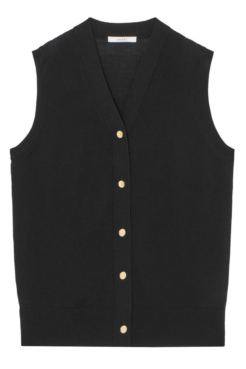 【アナイ/ANAYI】のエキストラメリノジレ インテリア・キッズ・メンズ・レディースファッション・服の通販 founy(ファニー) 　ファッション　Fashion　レディースファッション　Fashion for Women　トップス・カットソー　Cut & Sew Tops　ニット　Knit Tops & Sweaters　カーディガン・羽織り　Layered Style Cardigans　ベスト&ジレ / 重ね着スタイル　Vests & Gilets　おすすめ　Recommended / Our Picks　アンサンブル　Ensemble Set　エレガント 上品　Elegant　カーディガン　Cardigan, Knitwear　シンプル　Simple, Minimal　メタル　Metal, Metal Parts　再入荷　Restock / Back in Stock　夏　Summer　春　Spring　ブラック|ID: prp329100004593407 ipo3291000000035055245