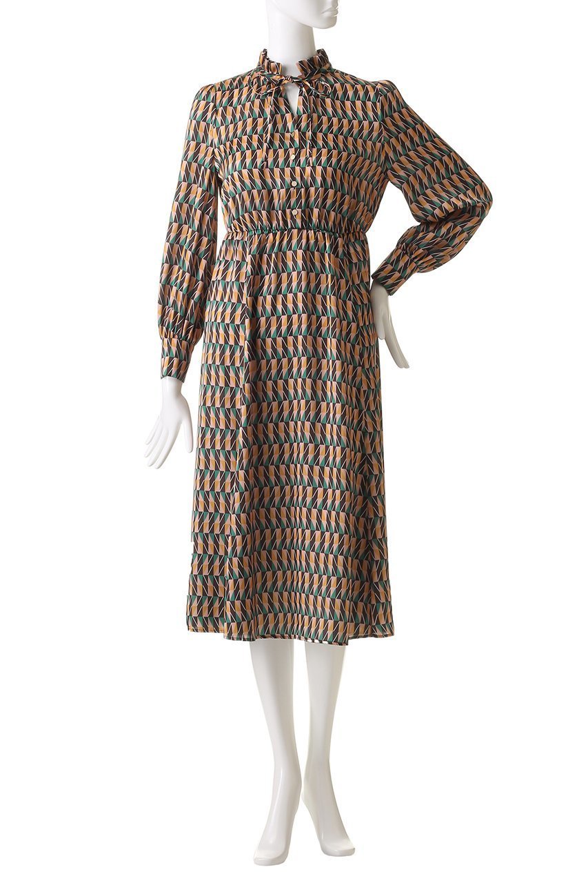 【アナイ/ANAYI】のカラーグラフィックフリルワンピース 人気、トレンドファッション・服の通販 founy(ファニー) 　ファッション　Fashion　レディースファッション　Ladies' Fashion Online　ワンピース　Dress　チュニック　Tunic　グラフィック　Graphic　スリーブ　Sleeve　チュニック　Tunic　フェミニン　Feminine　フリル　Frills　フレア　Flare　リボン　Ribbon　ロング　Long　エレガント 上品　Elegant　再入荷　Restock/Back In Stock/Re Arrival　other-2|ID: prp329100004593409 ipo3291000000032614961