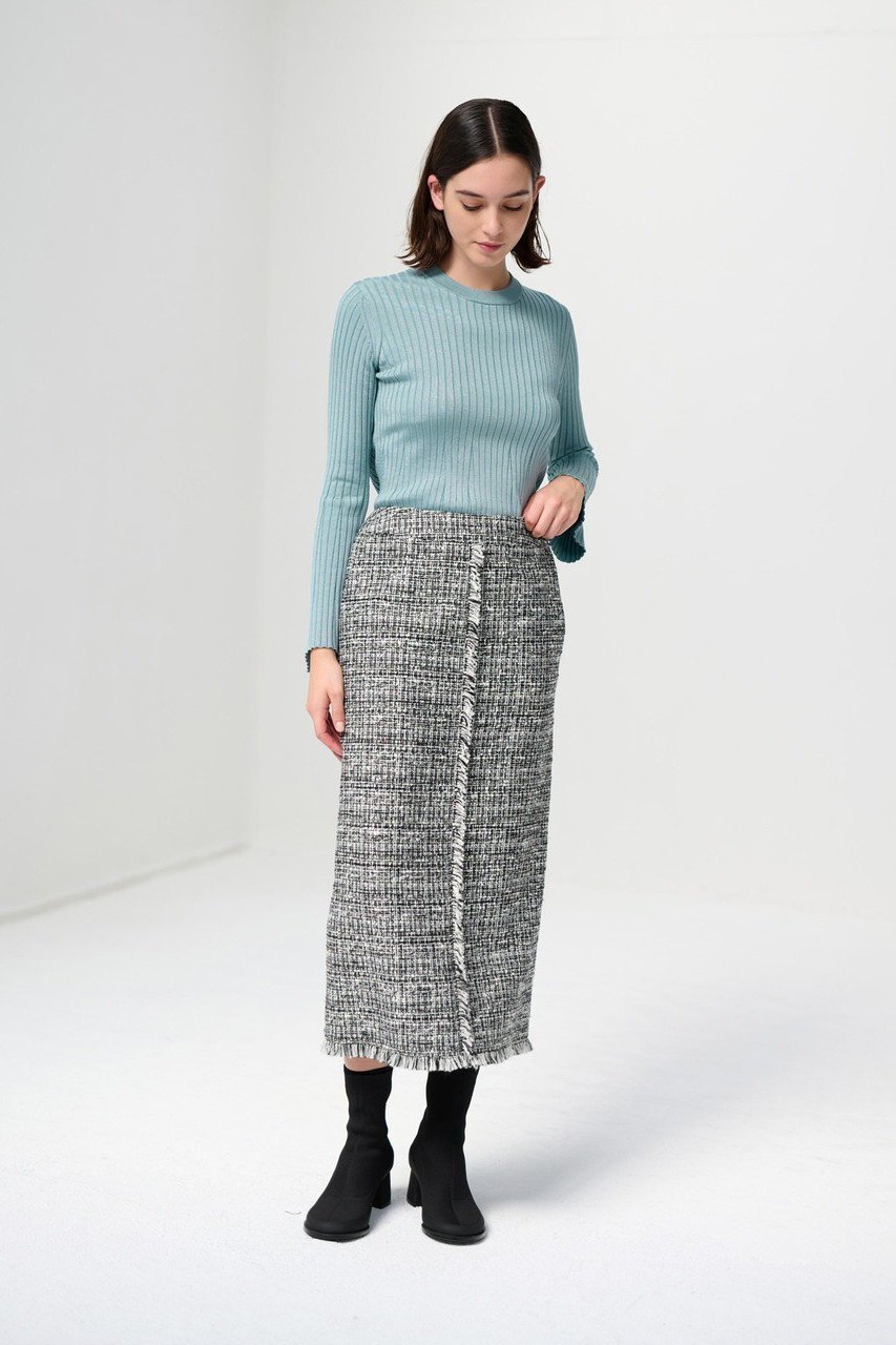 【ランバン オン ブルー/LANVIN en Bleu】のミックスツイードスカート 人気、トレンドファッション・服の通販 founy(ファニー) 　ファッション　Fashion　レディースファッション　Ladies' Fashion Online　スカート　Skirt　ロングスカート　Long Skirt　クラシカル　Classical　セットアップ　Set Up　ツイード　Tweed　フリンジ　Fringe　ベスト　Vest　ロング　Long　再入荷　Restock/Back In Stock/Re Arrival　春　Spring　other-8|ID: prp329100004593417 ipo3291000000032615066
