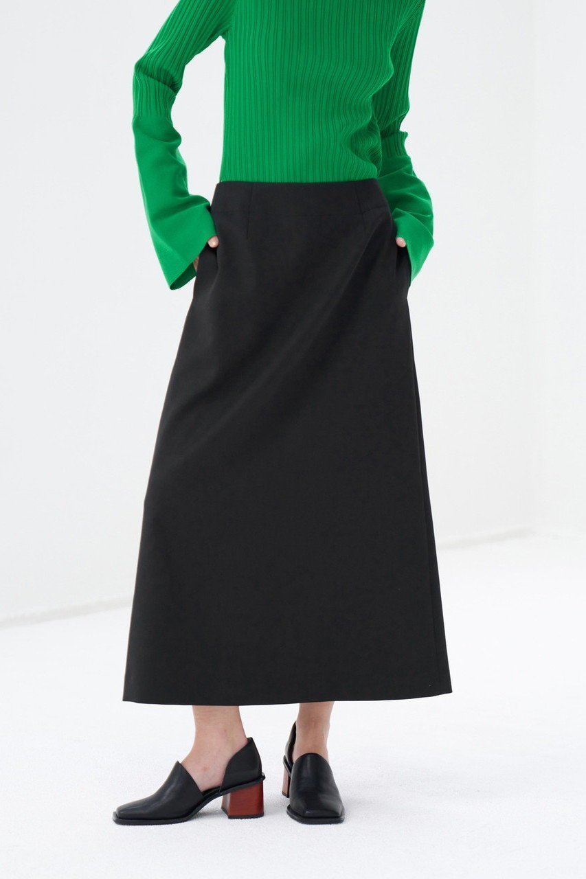 【ランバン オン ブルー/LANVIN en Bleu】のウールサテンセミフレアスカート 人気、トレンドファッション・服の通販 founy(ファニー) 　ファッション　Fashion　レディースファッション　Fashion for Women　スカート　Skirts　Aライン・フレアスカート　A-Line & Flared Skirts　ロングスカート　Long Skirts / Maxi & Midi Skirts　クラシカル　Classical, Vintage-Inspired　サテン　Satin, Glossy Fabric　ストレッチ　Stretch, Stretchy Fabric　セットアップ　Set-Up, Coordinated Outfit　フォーマル　Formal, Dressy　フレア　Flare, Flared　ロング　Long, Long-Length　other-8|ID: prp329100004593418 ipo3291000000032615076