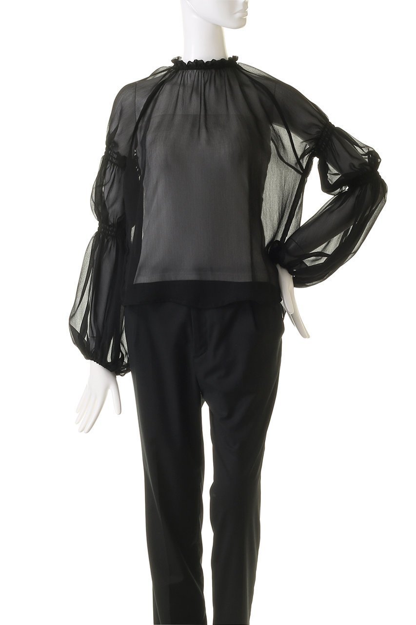 【エリオポール/heliopole】のキャンディースリーブブラウス 人気、トレンドファッション・服の通販 founy(ファニー) 　ファッション　Fashion　レディースファッション　Ladies' Fashion Online　トップス・カットソー　Tops/Tshirt　シャツ/ブラウス　Shirts/Blouses　シャーリング　Shirring　スリーブ　Sleeve　デニム　Denim　ドレープ　Drape　ファブリック　Fabric　フリル　Frills　ロング　Long　エレガント 上品　Elegant　other-2|ID: prp329100004593431 ipo3291000000032615348