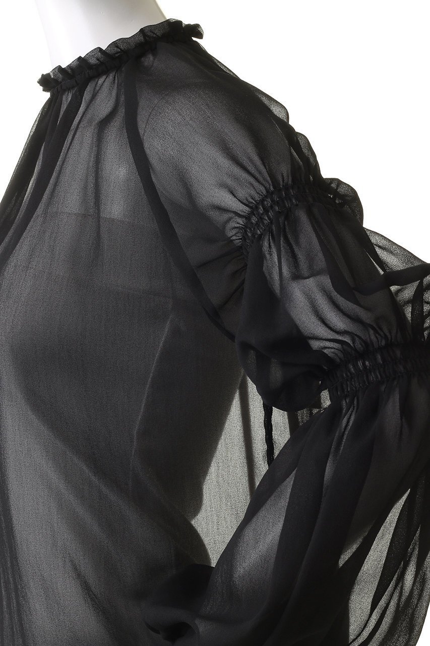 【エリオポール/heliopole】のキャンディースリーブブラウス 人気、トレンドファッション・服の通販 founy(ファニー) 　ファッション　Fashion　レディースファッション　Ladies' Fashion Online　トップス・カットソー　Tops/Tshirt　シャツ/ブラウス　Shirts/Blouses　シャーリング　Shirring　スリーブ　Sleeve　デニム　Denim　ドレープ　Drape　ファブリック　Fabric　フリル　Frills　ロング　Long　エレガント 上品　Elegant　other-5|ID: prp329100004593431 ipo3291000000032615351
