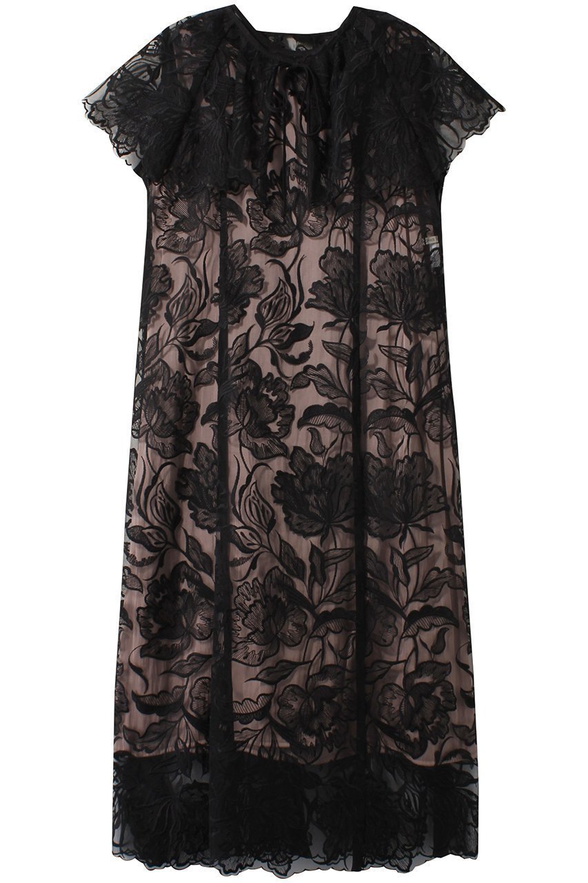 【デザイン ワークス/DESIGN WORKS】のレース刺繍ワンピース インテリア・キッズ・メンズ・レディースファッション・服の通販 founy(ファニー) 　ファッション　Fashion　レディースファッション　Fashion for Women　ワンピース　Dresses　チュニック　Tunic Tops & Dresses　アンダー　Underwear Essentials　チュニック　Tunic, Long Top　ドレス　Dress, One-Piece　パーティ　Party, Party Style　フラワー　Flower, Floral　ボレロ　Bolero, Short Cardigan　モチーフ　Motif, Design Theme　レース　Lace, Lace Fabric　ロング　Long, Long-Length　ブラック|ID: prp329100004593432 ipo3291000000035690250