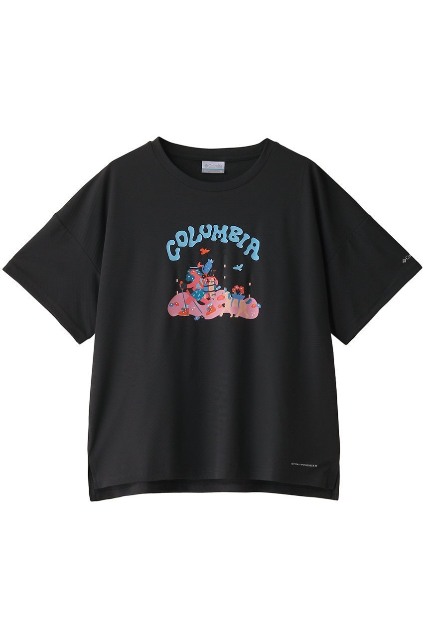 【コロンビア/Columbia】のエンジョイマウンテンライフオムニフリーズゼロショートスリーブTシャツ インテリア・キッズ・メンズ・レディースファッション・服の通販 founy(ファニー) 　ファッション　Fashion　レディースファッション　Ladies' Fashion Online　トップス・カットソー　Tops/Tshirt　シャツ/ブラウス　Shirts/Blouses　ロング / Tシャツ　T-Shirts　カットソー　Cut and Sewn　サマー　Summer　ショート　Short　スリーブ　Sleeve　フロント　Front　プリント　Print　夏　Summer　Shark|ID: prp329100004593486 ipo3291000000032615822