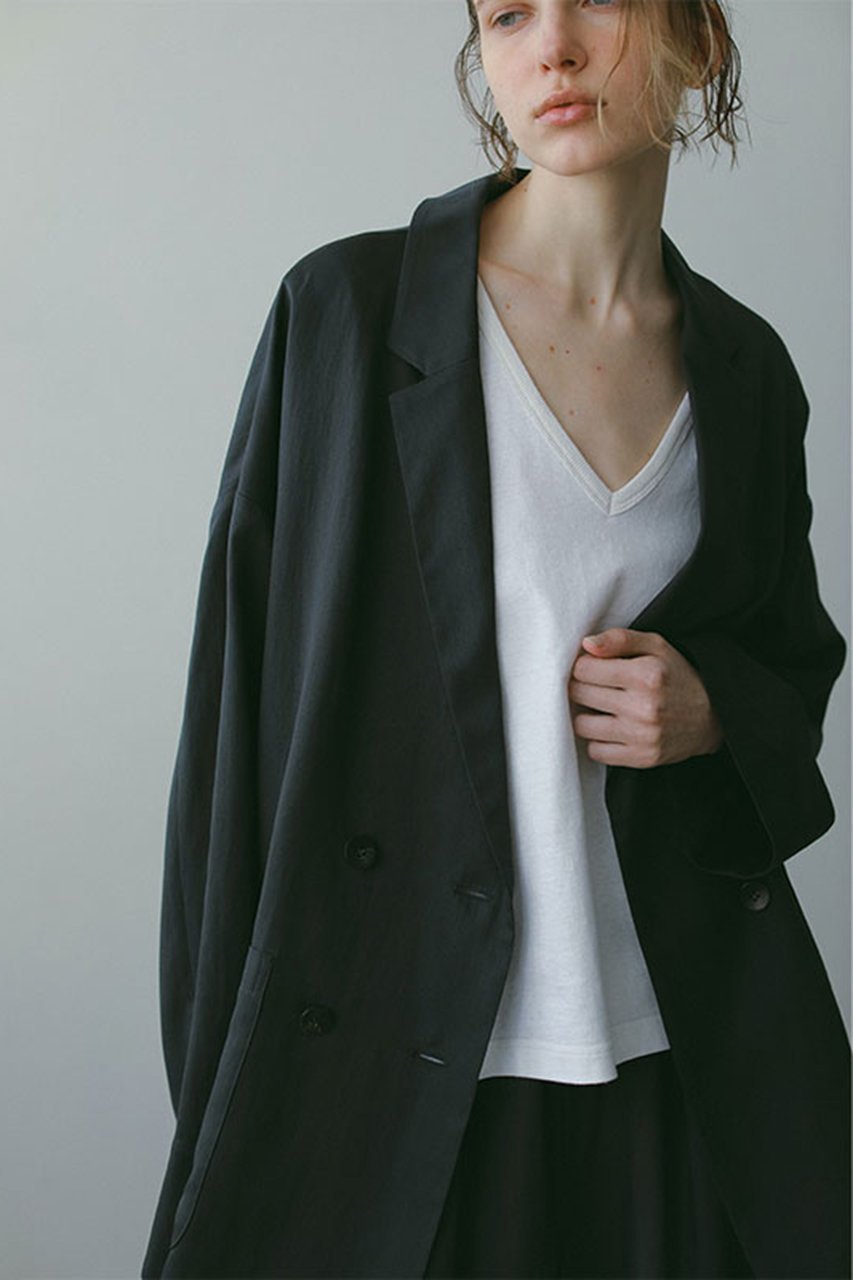 【エトレトウキョウ/ETRE TOKYO】のダブルブレストエアリージャケット インテリア・キッズ・メンズ・レディースファッション・服の通販 founy(ファニー) 　ファッション　Fashion　レディースファッション　Ladies' Fashion Online　アウター　Coat Outerwear　ジャケット　Jackets　なめらか　Smooth　カーディガン　Cardigan　ジャケット　Jacket　セットアップ　Set Up　ボックス　Box　NEW・新作・新着・新入荷　New Arrivals　チャコールグレー|ID: prp329100004594075 ipo3291000000032629176