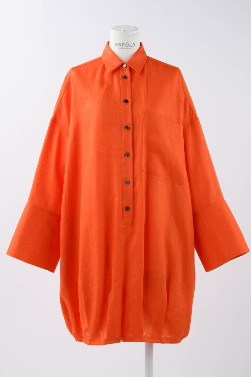 【エンフォルド/ENFOLD】のシャツロンパース インテリア・キッズ・メンズ・レディースファッション・服の通販 founy(ファニー) 　ファッション　Fashion　レディースファッション　Ladies' Fashion Online　ワンピース　Dress　チュニック　Tunic　ショート　Short　スリーブ　Sleeve　チュニック　Tunic　リゾート　Resort　リネン　Linen　ロング　Long　ロンパース　Rompers　オレンジ|ID: prp329100004594080 ipo3291000000032629219