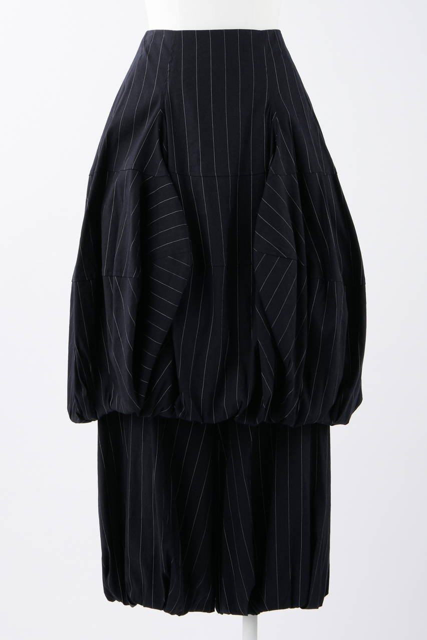 【エンフォルド/ENFOLD】のストライプバルーンキュロットスカート インテリア・キッズ・メンズ・レディースファッション・服の通販 founy(ファニー) 　ファッション　Fashion　レディースファッション　Ladies' Fashion Online　スカート　Skirt　キュロットスカート　Culotte Skirt　ロングスカート　Long Skirt　ストレッチ　Stretch　バルーン　Balloon　リゾート　Resort　リネン　Linen　ロング　Long　夏　Summer　ネイビー|ID: prp329100004594081 ipo3291000000032629224