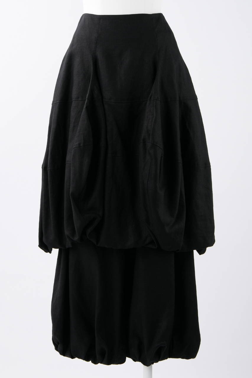 【エンフォルド/ENFOLD】のレイヤーバルーンキュロットスカート インテリア・キッズ・メンズ・レディースファッション・服の通販 founy(ファニー) 　ファッション　Fashion　レディースファッション　Ladies' Fashion Online　スカート　Skirt　キュロットスカート　Culotte Skirt　ロングスカート　Long Skirt　バルーン　Balloon　リゾート　Resort　リネン　Linen　ロング　Long　ブラック|ID: prp329100004594082 ipo3291000000032629229