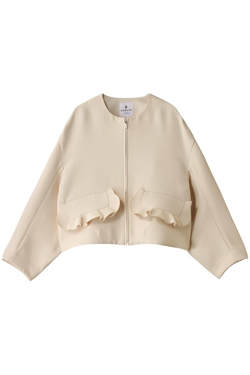 【ランバン オン ブルー/LANVIN en Bleu】のトリプルクロスフリルポケットジャケット 人気、トレンドファッション・服の通販 founy(ファニー) 　ファッション　Fashion　レディースファッション　Fashion for Women　アウター　Coat / Outerwear Collection　レディースジャケット・軽アウター　Jackets　ジップアップ　Zip-Up, Full Zip　ジャケット　Jacket, Outerwear　スタイリッシュ　Stylish, Fashionable　スリーブ　Sleeve, Long Sleeve / Short Sleeve　トリプル　Triple, Three Layers　フェミニン　Feminine, Girly　フラップ　Flap, Flap Pocket　フリル　Frill, Ruffle　ポケット　Pocket, Pocket Detail　ミックス　Mix, Mixed Style　ロング　Long, Long-Length　 other-1|ID: prp329100004594107 ipo3291000000034825829