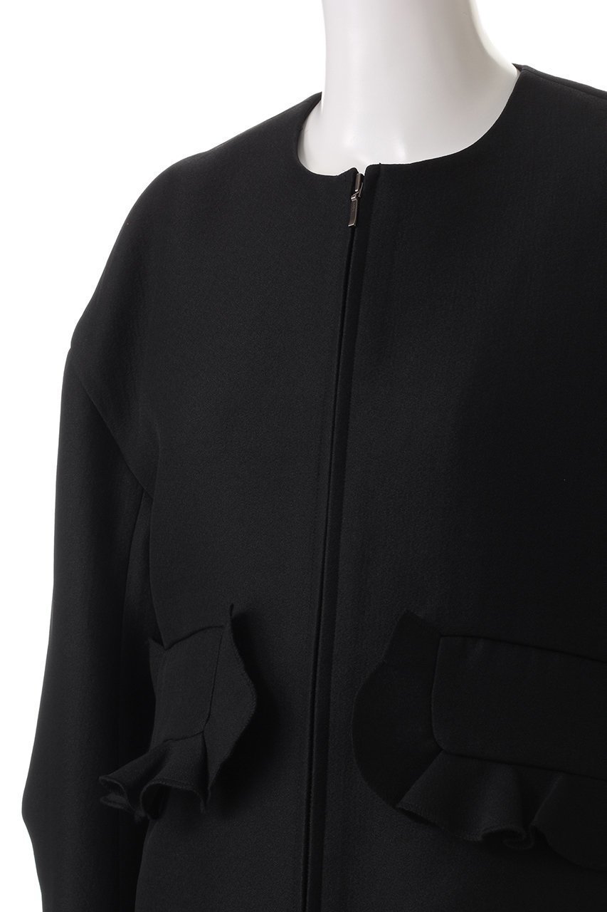 【ランバン オン ブルー/LANVIN en Bleu】のトリプルクロスフリルポケットジャケット 人気、トレンドファッション・服の通販 founy(ファニー) 　ファッション　Fashion　レディースファッション　Fashion for Women　アウター　Coat / Outerwear Collection　レディースジャケット・軽アウター　Jackets　ジップアップ　Zip-Up, Full Zip　ジャケット　Jacket, Outerwear　スタイリッシュ　Stylish, Fashionable　スリーブ　Sleeve, Long Sleeve / Short Sleeve　トリプル　Triple, Three Layers　フェミニン　Feminine, Girly　フラップ　Flap, Flap Pocket　フリル　Frill, Ruffle　ポケット　Pocket, Pocket Detail　ミックス　Mix, Mixed Style　ロング　Long, Long-Length　other-5|ID: prp329100004594107 ipo3291000000034825838