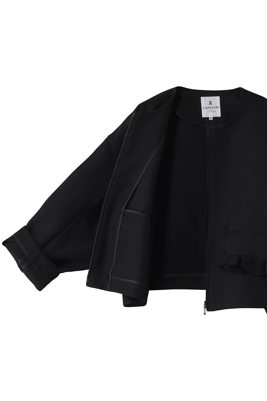 【ランバン オン ブルー/LANVIN en Bleu】のトリプルクロスフリルポケットジャケット 人気、トレンドファッション・服の通販 founy(ファニー) 　ファッション　Fashion　レディースファッション　Fashion for Women　アウター　Coat / Outerwear Collection　レディースジャケット・軽アウター　Jackets　ジップアップ　Zip-Up, Full Zip　ジャケット　Jacket, Outerwear　スタイリッシュ　Stylish, Fashionable　スリーブ　Sleeve, Long Sleeve / Short Sleeve　トリプル　Triple, Three Layers　フェミニン　Feminine, Girly　フラップ　Flap, Flap Pocket　フリル　Frill, Ruffle　ポケット　Pocket, Pocket Detail　ミックス　Mix, Mixed Style　ロング　Long, Long-Length　other-6|ID: prp329100004594107 ipo3291000000034825840