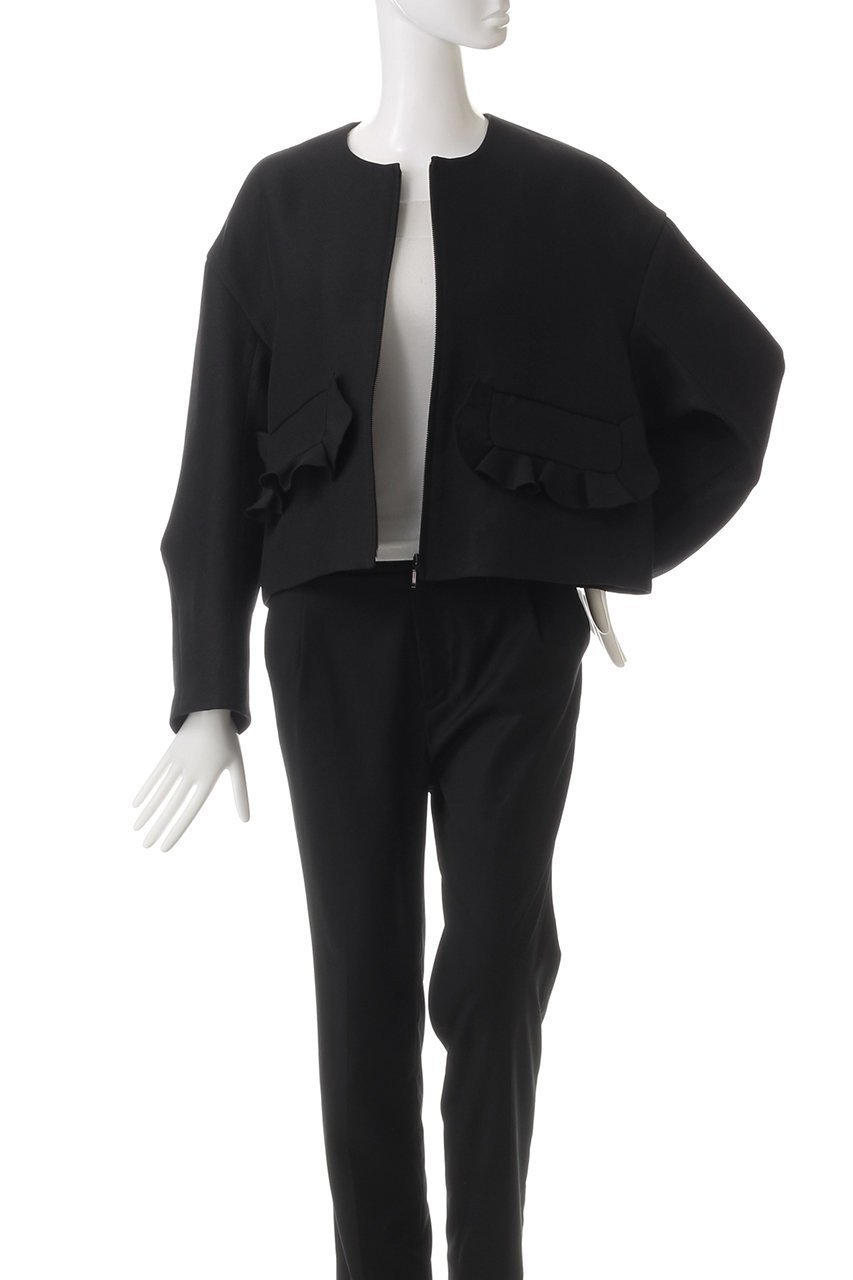 【ランバン オン ブルー/LANVIN en Bleu】のトリプルクロスフリルポケットジャケット 人気、トレンドファッション・服の通販 founy(ファニー) 　ファッション　Fashion　レディースファッション　Fashion for Women　アウター　Coat / Outerwear Collection　レディースジャケット・軽アウター　Jackets　ジップアップ　Zip-Up, Full Zip　ジャケット　Jacket, Outerwear　スタイリッシュ　Stylish, Fashionable　スリーブ　Sleeve, Long Sleeve / Short Sleeve　トリプル　Triple, Three Layers　フェミニン　Feminine, Girly　フラップ　Flap, Flap Pocket　フリル　Frill, Ruffle　ポケット　Pocket, Pocket Detail　ミックス　Mix, Mixed Style　ロング　Long, Long-Length　other-7|ID: prp329100004594107 ipo3291000000034825842