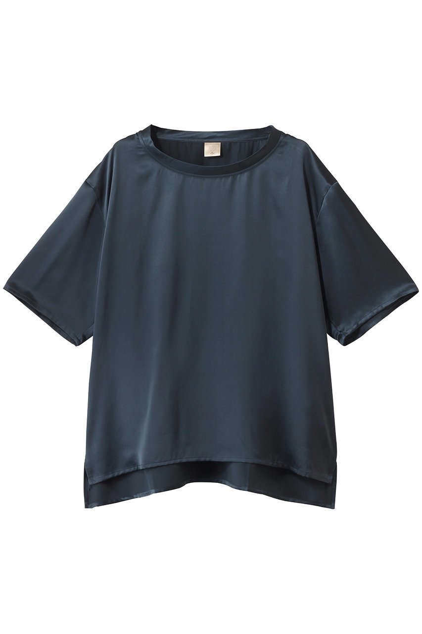 【フートーキョー/Foo Tokyo】のSilk Satin Pullover インテリア・キッズ・メンズ・レディースファッション・服の通販 founy(ファニー) 　ファッション　Fashion　レディースファッション　Ladies' Fashion Online　トップス・カットソー　Tops/Tshirt　シャツ/ブラウス　Shirts/Blouses　プルオーバー　Pullover　サテン　Satin　ショート　Short　シルク　Silk　シンプル　Simple　スリーブ　Sleeve　リラックス　Relax　NEW・新作・新着・新入荷　New Arrivals　エレガント×ネイビー|ID: prp329100004594146 ipo3291000000032630416