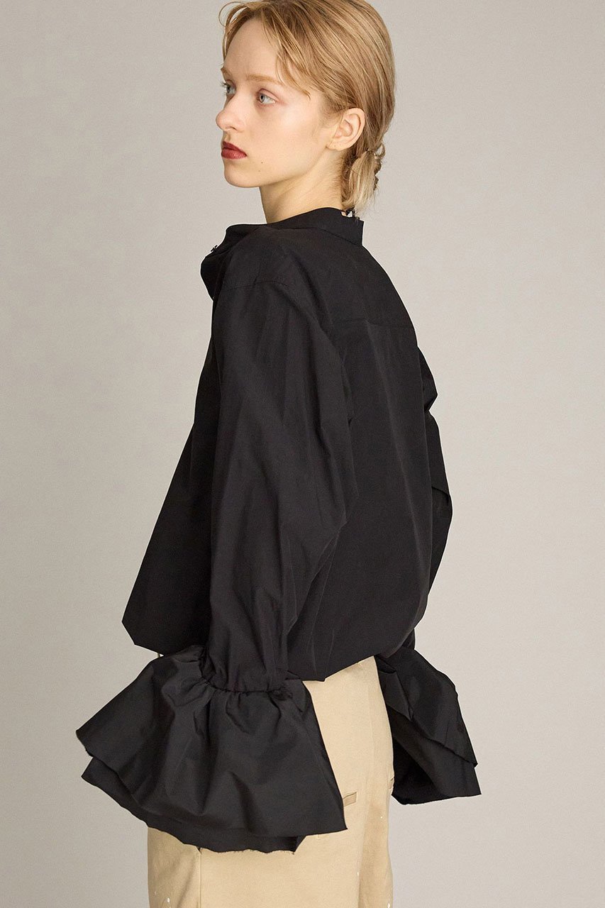 【ブリル/BRILL】のポエットスリーブシャツ インテリア・キッズ・メンズ・レディースファッション・服の通販 founy(ファニー) 　ファッション　Fashion　レディースファッション　Fashion for Women　トップス・カットソー　Cut & Sew Tops　シャツ・ブラウス・オフィスカジュアル　Elegant Blouses & Button-Ups　イタリア　Italy　スリーブ　Sleeve, Long Sleeve / Short Sleeve　タフタ　Taffeta, Structured Fabric　ロング　Long, Long-Length　ブラック|ID: prp329100004594165 ipo3291000000033022223