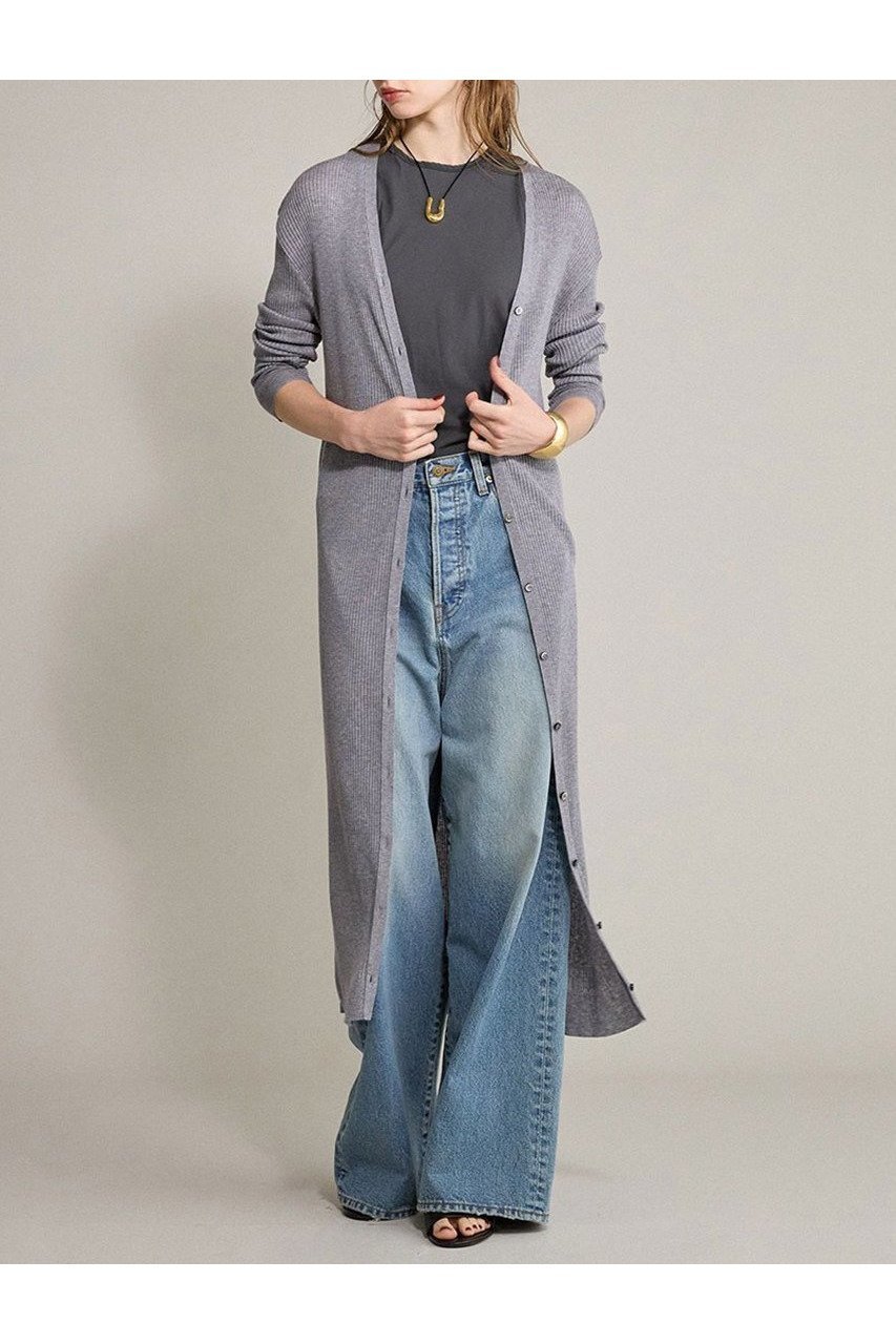 【ブリル/BRILL】の18Gロングカーディガン インテリア・キッズ・メンズ・レディースファッション・服の通販 founy(ファニー) 　ファッション　Fashion　レディースファッション　Ladies' Fashion Online　トップス・カットソー　Tops/Tshirt　ニット　Knit Tops　カーディガン　Cardigans　おすすめ　Recommend　カーディガン　Cardigan　シアー　Sheer　ツイスト　Twist　ドレープ　Drape　ロング　Long　ワイドリブ　Wide Rib　エレガント 上品　Elegant　NEW・新作・新着・新入荷　New Arrivals　グレー|ID: prp329100004594169 ipo3291000000032630668