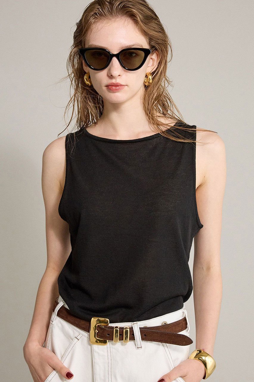 【ブリル/BRILL】の18G ノースリーブプルオーバー 人気、トレンドファッション・服の通販 founy(ファニー) 　ファッション　Fashion　レディースファッション　Fashion for Women　トップス・カットソー　Cut & Sew Tops　ニット　Knit Tops & Sweaters　キャミソール&ノースリーブ　Camisoles & Sleeveless Tops　カジュアルプルオーバー・ニットトップス　Pullovers & Knit Tops / Casual Pullovers　カーディガン　Cardigan, Knitwear　コンパクト　Compact, Small Size　シアー　Sheer, See-Through　ツイスト　Tweed, Tweed Fabric　ドレープ　Drape, Draping Fabric　ノースリーブ　Sleeveless, No-Sleeve　ベスト　Vest, Waistcoat　エレガント 上品　Elegant　定番　Standard, Basic Item　other-2|ID: prp329100004594170 ipo3291000000035714267