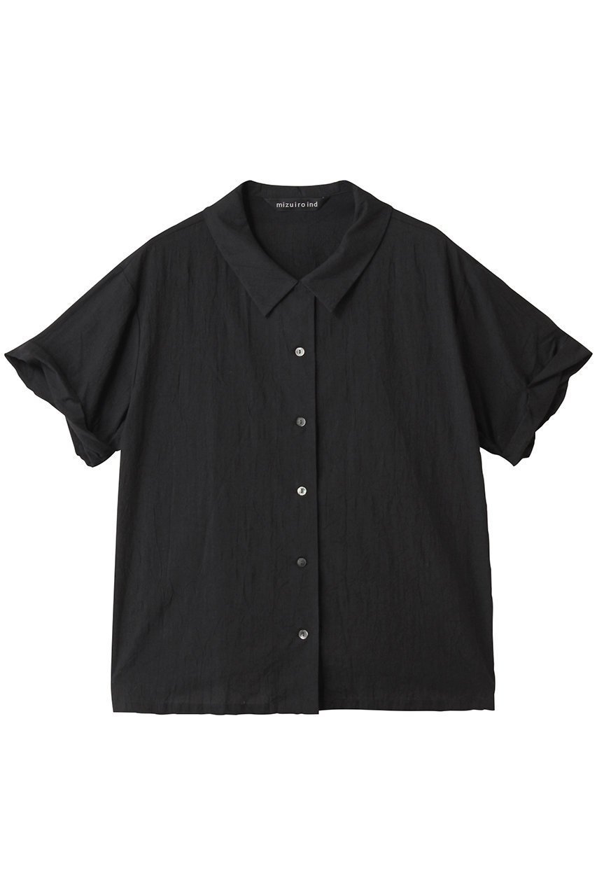 【ミズイロ インド/mizuiro ind】のroll up slv shirt シャツ インテリア・キッズ・メンズ・レディースファッション・服の通販 founy(ファニー) 　ファッション　Fashion　レディースファッション　Fashion for Women　トップス・カットソー　Cut & Sew Tops　シャツ・ブラウス・オフィスカジュアル　Elegant Blouses & Button-Ups　おすすめ　Recommended / Our Picks　ショート　Short, Short Length　スリーブ　Sleeve, Long Sleeve / Short Sleeve　バランス　Balance, Style Balance　フェミニン　Feminine, Girly　フレア　Flare, Flared　ロールアップ　Roll-Up, Cuffed Hem　ワイド　Wide, Wide Fit　black|ID: prp329100004594174 ipo3291000000032685060
