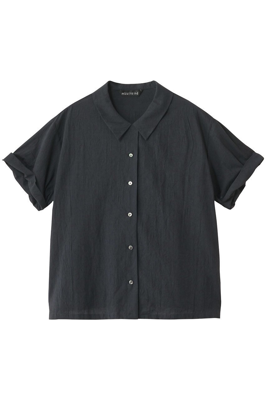 【ミズイロ インド/mizuiro ind】のroll up slv shirt シャツ インテリア・キッズ・メンズ・レディースファッション・服の通販 founy(ファニー) 　ファッション　Fashion　レディースファッション　Fashion for Women　トップス・カットソー　Cut & Sew Tops　シャツ・ブラウス・オフィスカジュアル　Elegant Blouses & Button-Ups　おすすめ　Recommended / Our Picks　ショート　Short, Short Length　スリーブ　Sleeve, Long Sleeve / Short Sleeve　バランス　Balance, Style Balance　フェミニン　Feminine, Girly　フレア　Flare, Flared　ロールアップ　Roll-Up, Cuffed Hem　ワイド　Wide, Wide Fit　navy|ID: prp329100004594174 ipo3291000000032774771