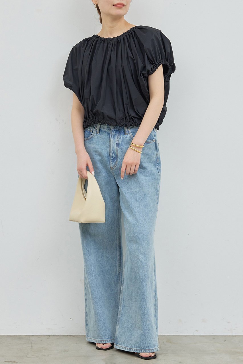 【ガリャルダガランテ/GALLARDAGALANTE】のタフタギャザーブラウス 人気、トレンドファッション・服の通販 founy(ファニー) 　ファッション　Fashion　レディースファッション　Ladies' Fashion Online　トップス・カットソー　Tops/Tshirt　シャツ/ブラウス　Shirts/Blouses　おすすめ　Recommend　キャップ　Cap　ギャザー　Gather　ショート　Short　スリーブ　Sleeve　タフタ　Taffeta　デニム　Denim　リボン　Ribbon　NEW・新作・新着・新入荷　New Arrivals　other-2|ID: prp329100004594179 ipo3291000000032630832