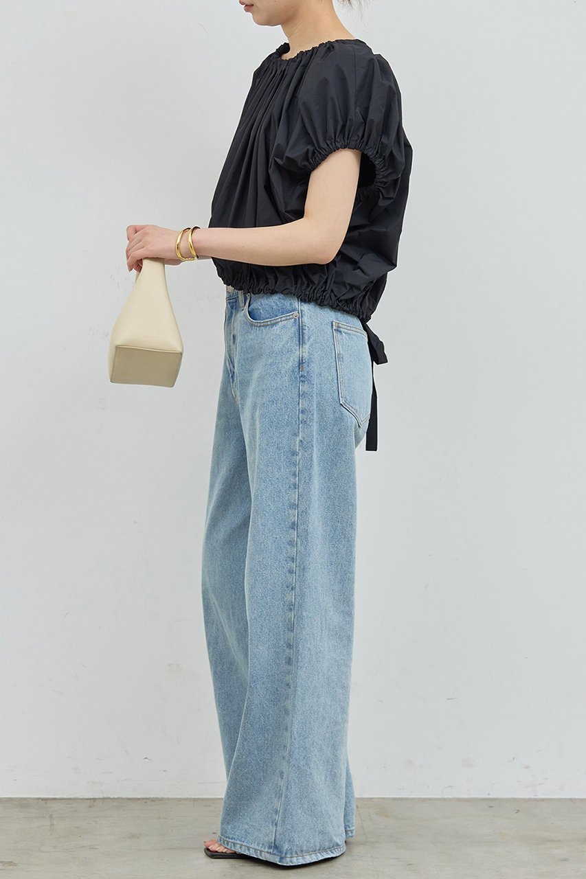 【ガリャルダガランテ/GALLARDAGALANTE】のタフタギャザーブラウス 人気、トレンドファッション・服の通販 founy(ファニー) 　ファッション　Fashion　レディースファッション　Ladies' Fashion Online　トップス・カットソー　Tops/Tshirt　シャツ/ブラウス　Shirts/Blouses　おすすめ　Recommend　キャップ　Cap　ギャザー　Gather　ショート　Short　スリーブ　Sleeve　タフタ　Taffeta　デニム　Denim　リボン　Ribbon　NEW・新作・新着・新入荷　New Arrivals　other-3|ID: prp329100004594179 ipo3291000000032630834
