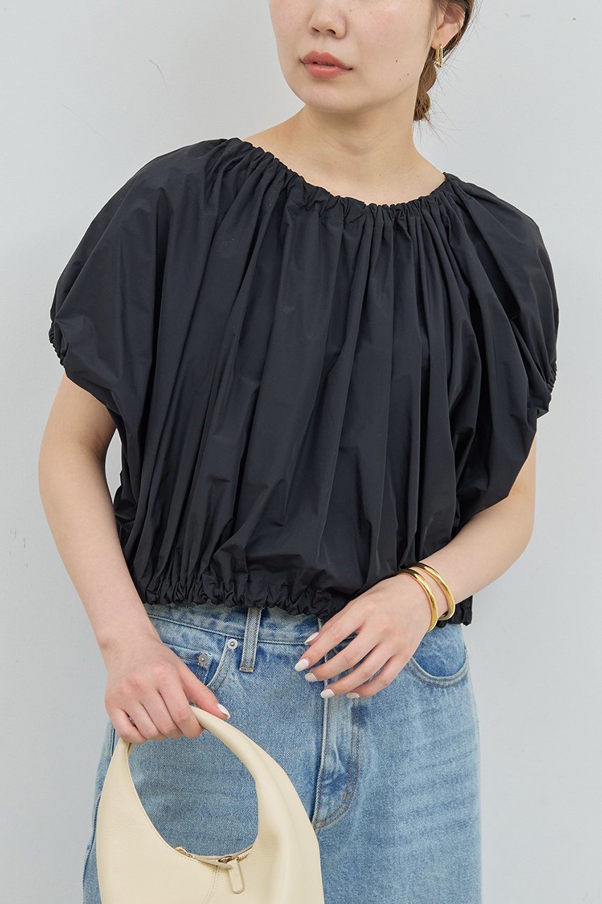 【ガリャルダガランテ/GALLARDAGALANTE】のタフタギャザーブラウス 人気、トレンドファッション・服の通販 founy(ファニー) 　ファッション　Fashion　レディースファッション　Ladies' Fashion Online　トップス・カットソー　Tops/Tshirt　シャツ/ブラウス　Shirts/Blouses　おすすめ　Recommend　キャップ　Cap　ギャザー　Gather　ショート　Short　スリーブ　Sleeve　タフタ　Taffeta　デニム　Denim　リボン　Ribbon　NEW・新作・新着・新入荷　New Arrivals　other-5|ID: prp329100004594179 ipo3291000000032630837