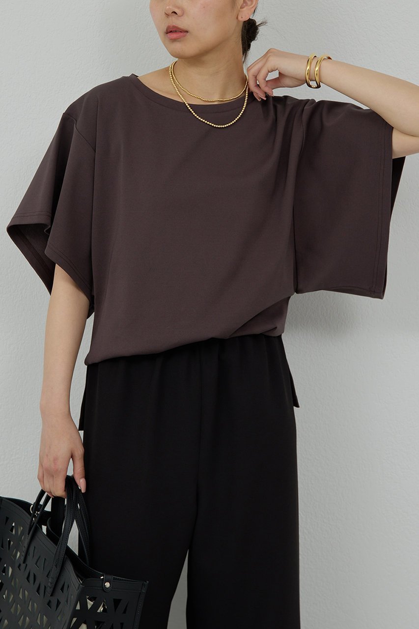 【ガリャルダガランテ/GALLARDAGALANTE】のワイドスリーブTee インテリア・キッズ・メンズ・レディースファッション・服の通販 founy(ファニー) 　ファッション　Fashion　レディースファッション　Ladies' Fashion Online　トップス・カットソー　Tops/Tshirt　シャツ/ブラウス　Shirts/Blouses　ロング / Tシャツ　T-Shirts　カットソー　Cut and Sewn　ショート　Short　シンプル　Simple　スリーブ　Sleeve　フリル　Frills　ワイド　Wide　NEW・新作・新着・新入荷　New Arrivals　ブラウン|ID: prp329100004594182 ipo3291000000032630871