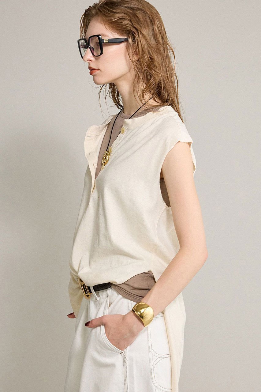 【ブリル/BRILL】のヘンリーネックカットソー 人気、トレンドファッション・服の通販 founy(ファニー) 　ファッション　Fashion　レディースファッション　Fashion for Women　トップス・カットソー　Cut & Sew Tops　シャツ・ブラウス・オフィスカジュアル　Elegant Blouses & Button-Ups　ロングTシャツ・Tシャツ　Longline T-Shirts & Tees　カットソー・ベーシックTシャツ　Cut-and-Sewn Tops / Stretch Tees & Basics　ショート　Short, Short Length　スリーブ　Sleeve, Long Sleeve / Short Sleeve　ヴィンテージ　Vintage Style　other-2|ID: prp329100004594185 ipo3291000000035473082