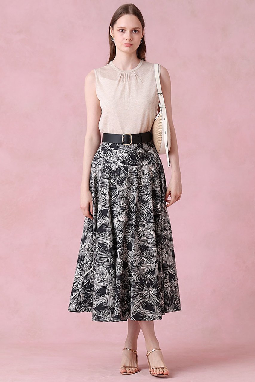 【アナイ/ANAYI】のブラッシュフラワープリントフレア スカート 人気、トレンドファッション・服の通販 founy(ファニー) 　ファッション　Fashion　レディースファッション　Fashion for Women　スカート　Skirts　Aライン・フレアスカート　A-Line & Flared Skirts　ロングスカート　Long Skirts / Maxi & Midi Skirts　ストレッチ　Stretch, Stretchy Fabric　フレア　Flare, Flared　プリント　Print, Printed Pattern　モノトーン　Monotone, Black and White　ロング　Long, Long-Length　再入荷　Restock / Back in Stock　other-7|ID: prp329100004594188 ipo3291000000034988693