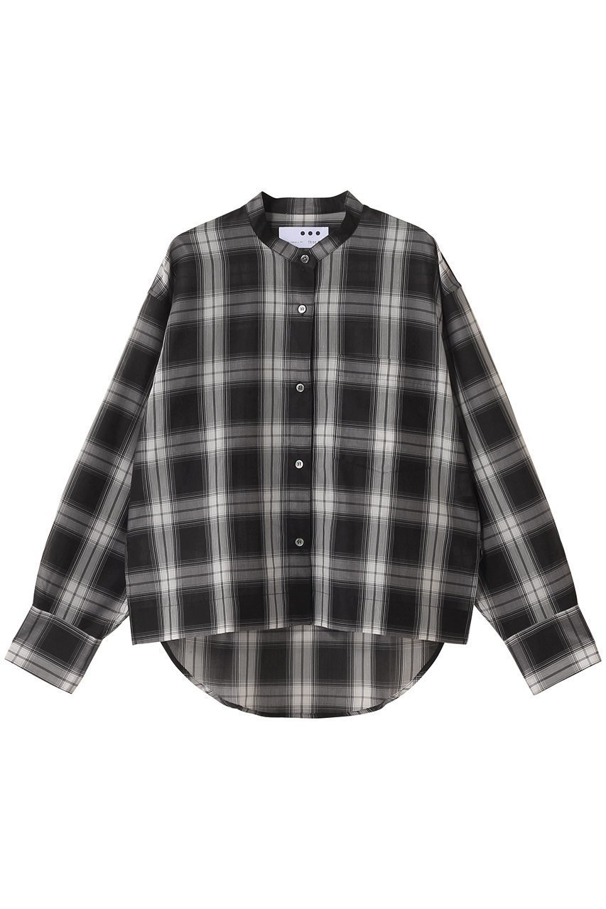 【スリー ドッツ/three dots】のシアーコットン バンドカラーシャツ 人気、トレンドファッション・服の通販 founy(ファニー) 　ファッション　Fashion　レディースファッション　Fashion for Women　トップス・カットソー　Cut & Sew Tops　シャツ・ブラウス・オフィスカジュアル　Elegant Blouses & Button-Ups　シアー　Sheer, See-Through　スリット　Slit, Slit Detail　スリーブ　Sleeve, Long Sleeve / Short Sleeve　チェック　Check, Plaid, Tartan　デニム　Denim, Jeans Material　バランス　Balance, Style Balance　リラックス　Relax, Relaxed Fit　ロング　Long, Long-Length　ワイド　Wide, Wide Fit　旅行　Travel　 other-1|ID: prp329100004594204 ipo3291000000036392644