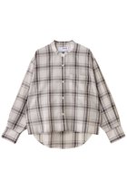 【スリー ドッツ/three dots】のシアーコットン バンドカラーシャツ グレーマルチ|ID: prp329100004594204 ipo3291000000036392647