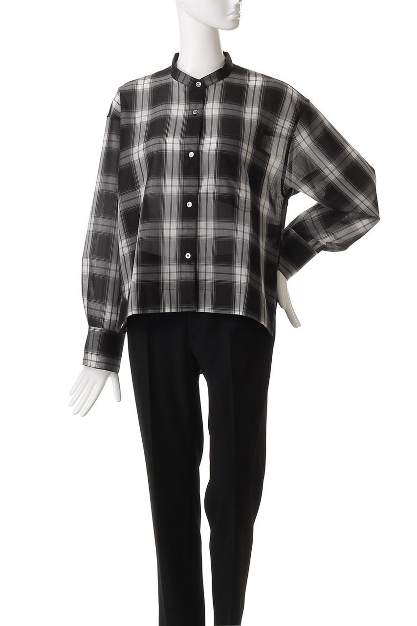 【スリー ドッツ/three dots】のシアーコットン バンドカラーシャツ 人気、トレンドファッション・服の通販 founy(ファニー) 　ファッション　Fashion　レディースファッション　Fashion for Women　トップス・カットソー　Cut & Sew Tops　シャツ・ブラウス・オフィスカジュアル　Elegant Blouses & Button-Ups　シアー　Sheer, See-Through　スリット　Slit, Slit Detail　スリーブ　Sleeve, Long Sleeve / Short Sleeve　チェック　Check, Plaid, Tartan　デニム　Denim, Jeans Material　バランス　Balance, Style Balance　リラックス　Relax, Relaxed Fit　ロング　Long, Long-Length　ワイド　Wide, Wide Fit　旅行　Travel　other-2|ID: prp329100004594204 ipo3291000000036527629