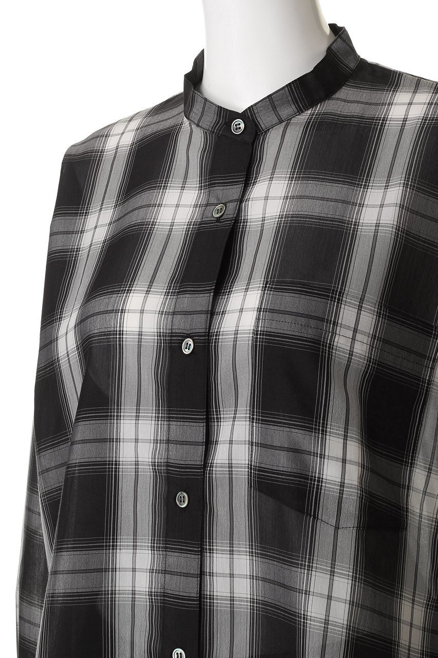 【スリー ドッツ/three dots】のシアーコットン バンドカラーシャツ 人気、トレンドファッション・服の通販 founy(ファニー) 　ファッション　Fashion　レディースファッション　Fashion for Women　トップス・カットソー　Cut & Sew Tops　シャツ・ブラウス・オフィスカジュアル　Elegant Blouses & Button-Ups　シアー　Sheer, See-Through　スリット　Slit, Slit Detail　スリーブ　Sleeve, Long Sleeve / Short Sleeve　チェック　Check, Plaid, Tartan　デニム　Denim, Jeans Material　バランス　Balance, Style Balance　リラックス　Relax, Relaxed Fit　ロング　Long, Long-Length　ワイド　Wide, Wide Fit　旅行　Travel　other-5|ID: prp329100004594204 ipo3291000000036527632