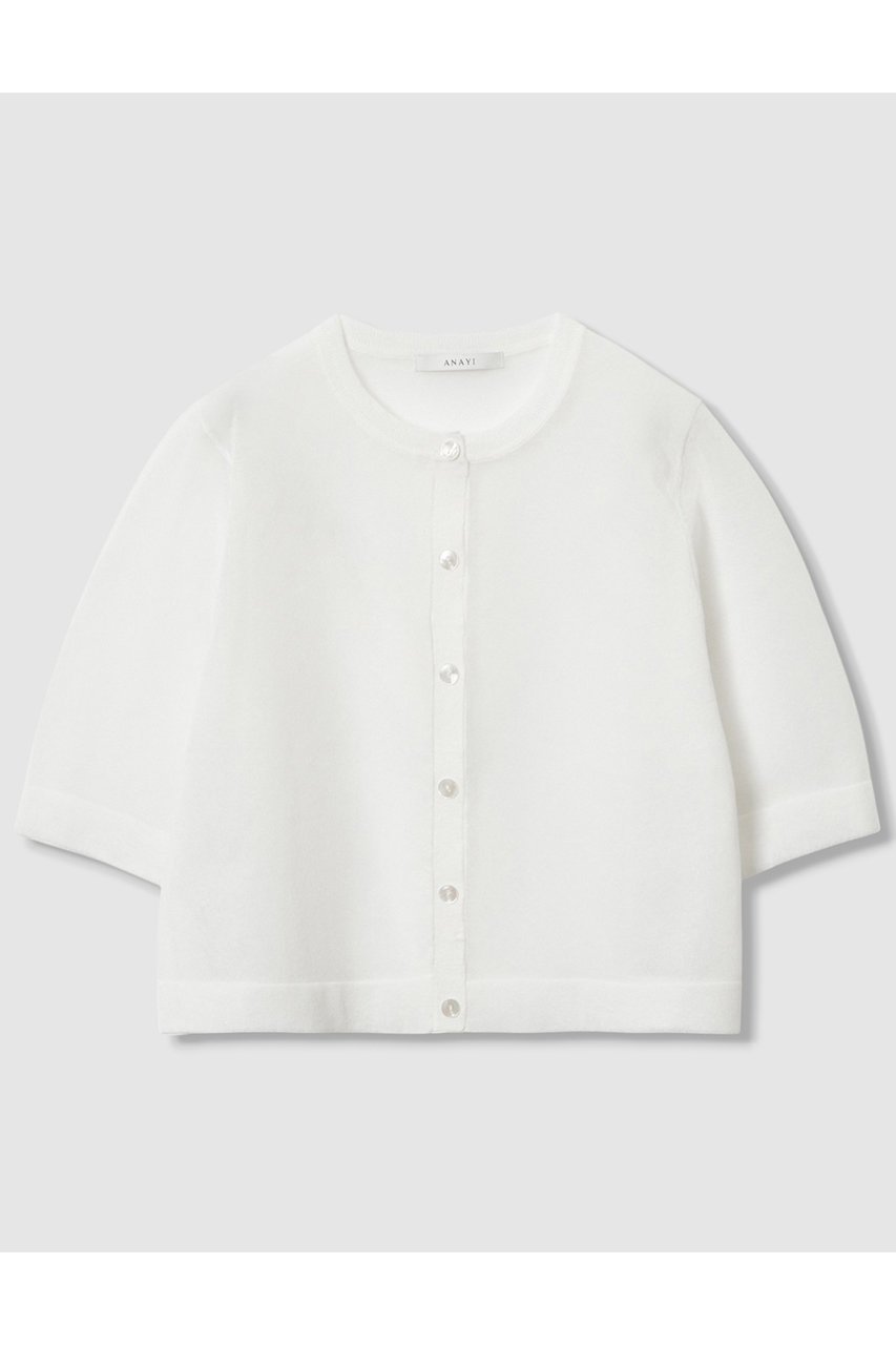 【アナイ/ANAYI】のハーフスリーブシアークルー カーディガン インテリア・キッズ・メンズ・レディースファッション・服の通販 founy(ファニー) 　ファッション　Fashion　レディースファッション　Ladies' Fashion Online　トップス・カットソー　Tops/Tshirt　ニット　Knit Tops　カーディガン　Cardigans　カーディガン　Cardigan　コンパクト　Compact　シアー　Sheer　フィット　Fit　エレガント 上品　Elegant　夏　Summer　NEW・新作・新着・新入荷　New Arrivals　ホワイト|ID: prp329100004594206 ipo3291000000032631229