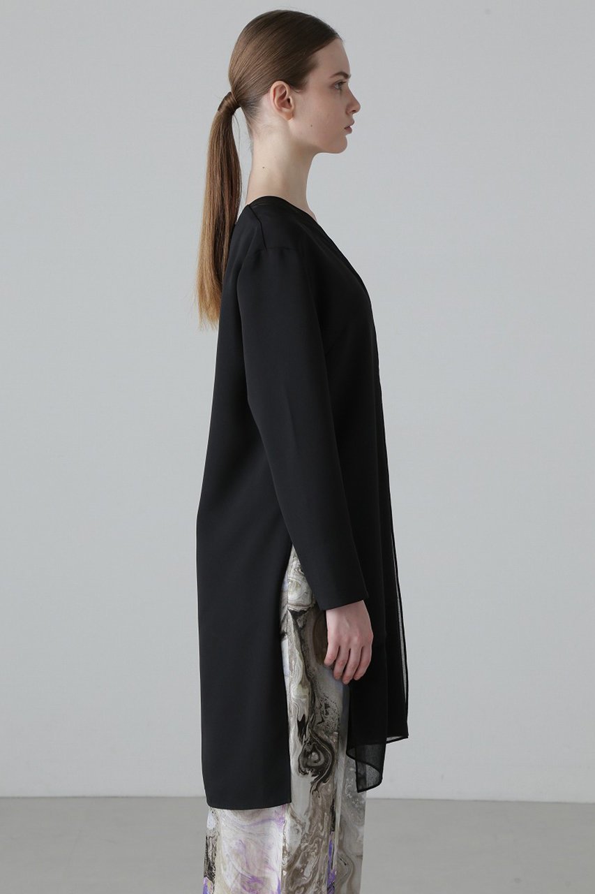 【アドーア/ADORE】のブライトダブルクロスブラウス 人気、トレンドファッション・服の通販 founy(ファニー) 　ファッション　Fashion　レディースファッション　Ladies' Fashion Online　トップス・カットソー　Tops/Tshirt　シャツ/ブラウス　Shirts/Blouses　シアー　Sheer　スリット　Slit　スリーブ　Sleeve　セットアップ　Set Up　フロント　Front　ベーシック　Basic　ロング　Long　再入荷　Restock/Back In Stock/Re Arrival　other-4|ID: prp329100004595085 ipo3291000000032648292