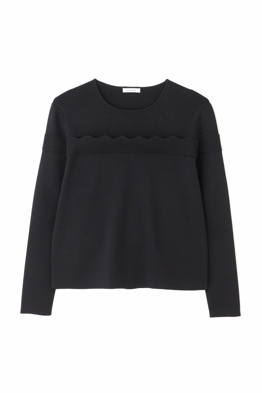 【アドーア/ADORE】のスカラップニット 人気、トレンドファッション・服の通販 founy(ファニー) 　ファッション　Fashion　レディースファッション　Ladies' Fashion Online　トップス・カットソー　Tops/Tshirt　ニット　Knit Tops　プルオーバー　Pullover　コンパクト　Compact　スカラップ　Scalloped　ストレッチ　Stretch　デコルテ　Decolletage　ベーシック　Basic　ワンポイント　One Point　再入荷　Restock/Back In Stock/Re Arrival　長袖　Long Sleeve　 other-1|ID: prp329100004595089 ipo3291000000032648308