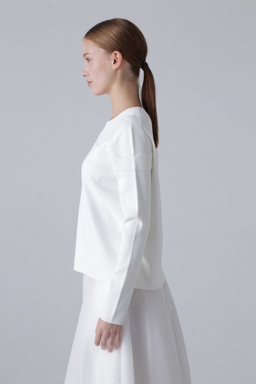 【アドーア/ADORE】のスカラップニット 人気、トレンドファッション・服の通販 founy(ファニー) 　ファッション　Fashion　レディースファッション　Ladies' Fashion Online　トップス・カットソー　Tops/Tshirt　ニット　Knit Tops　プルオーバー　Pullover　コンパクト　Compact　スカラップ　Scalloped　ストレッチ　Stretch　デコルテ　Decolletage　ベーシック　Basic　ワンポイント　One Point　再入荷　Restock/Back In Stock/Re Arrival　長袖　Long Sleeve　other-2|ID: prp329100004595089 ipo3291000000032648316