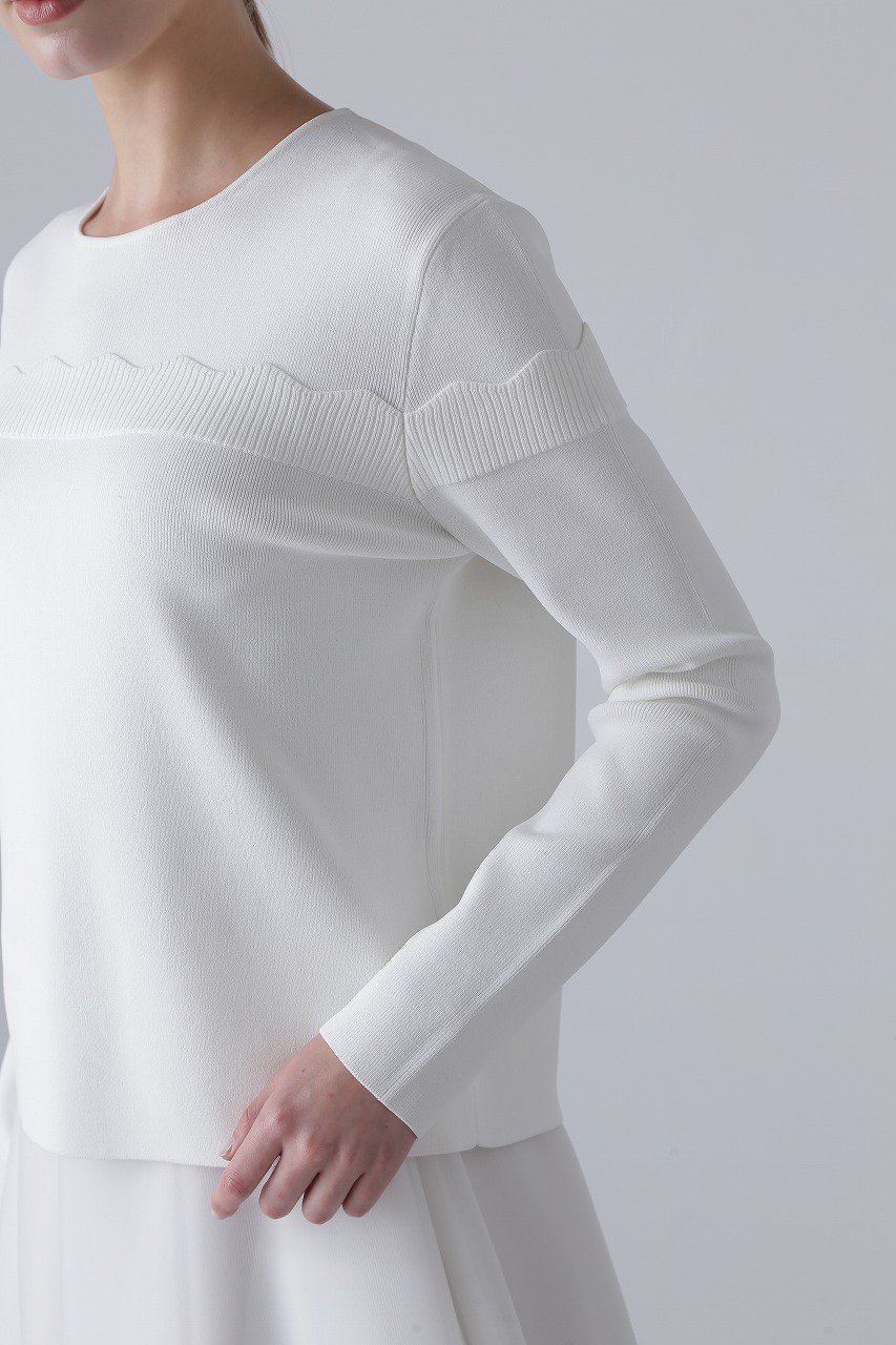 【アドーア/ADORE】のスカラップニット 人気、トレンドファッション・服の通販 founy(ファニー) 　ファッション　Fashion　レディースファッション　Ladies' Fashion Online　トップス・カットソー　Tops/Tshirt　ニット　Knit Tops　プルオーバー　Pullover　コンパクト　Compact　スカラップ　Scalloped　ストレッチ　Stretch　デコルテ　Decolletage　ベーシック　Basic　ワンポイント　One Point　再入荷　Restock/Back In Stock/Re Arrival　長袖　Long Sleeve　other-5|ID: prp329100004595089 ipo3291000000032648319