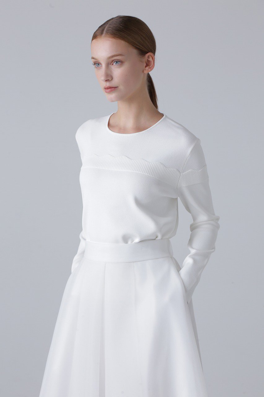 【アドーア/ADORE】のスカラップニット 人気、トレンドファッション・服の通販 founy(ファニー) 　ファッション　Fashion　レディースファッション　Ladies' Fashion Online　トップス・カットソー　Tops/Tshirt　ニット　Knit Tops　プルオーバー　Pullover　コンパクト　Compact　スカラップ　Scalloped　ストレッチ　Stretch　デコルテ　Decolletage　ベーシック　Basic　ワンポイント　One Point　再入荷　Restock/Back In Stock/Re Arrival　長袖　Long Sleeve　other-7|ID: prp329100004595089 ipo3291000000032648321