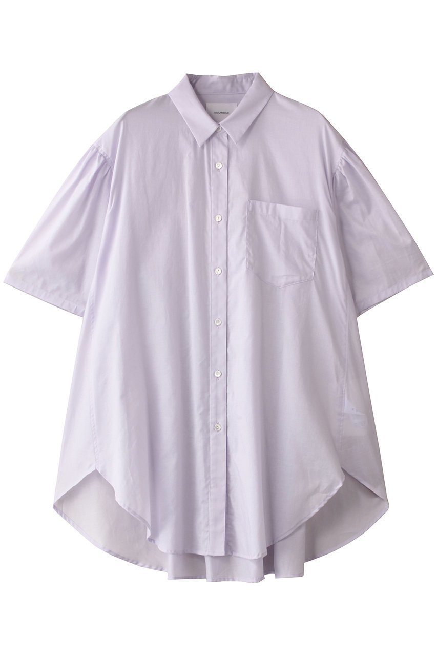 【ミディウミソリッド/MIDIUMISOLID】のhalf slv wide shirt シャツ インテリア・キッズ・メンズ・レディースファッション・服の通販 founy(ファニー) 　ファッション　Fashion　レディースファッション　Fashion for Women　トップス・カットソー　Cut & Sew Tops　シャツ・ブラウス・オフィスカジュアル　Elegant Blouses & Button-Ups　ギャザー　Gathered, Ruffled　シアー　Sheer, See-Through　ショート　Short, Short Length　シンプル　Simple, Minimal　スリーブ　Sleeve, Long Sleeve / Short Sleeve　ハーフ　Half, Half-Length　ワイド　Wide, Wide Fit　エレガント 上品　Elegant　夏　Summer　purple|ID: prp329100004595122 ipo3291000000032967529