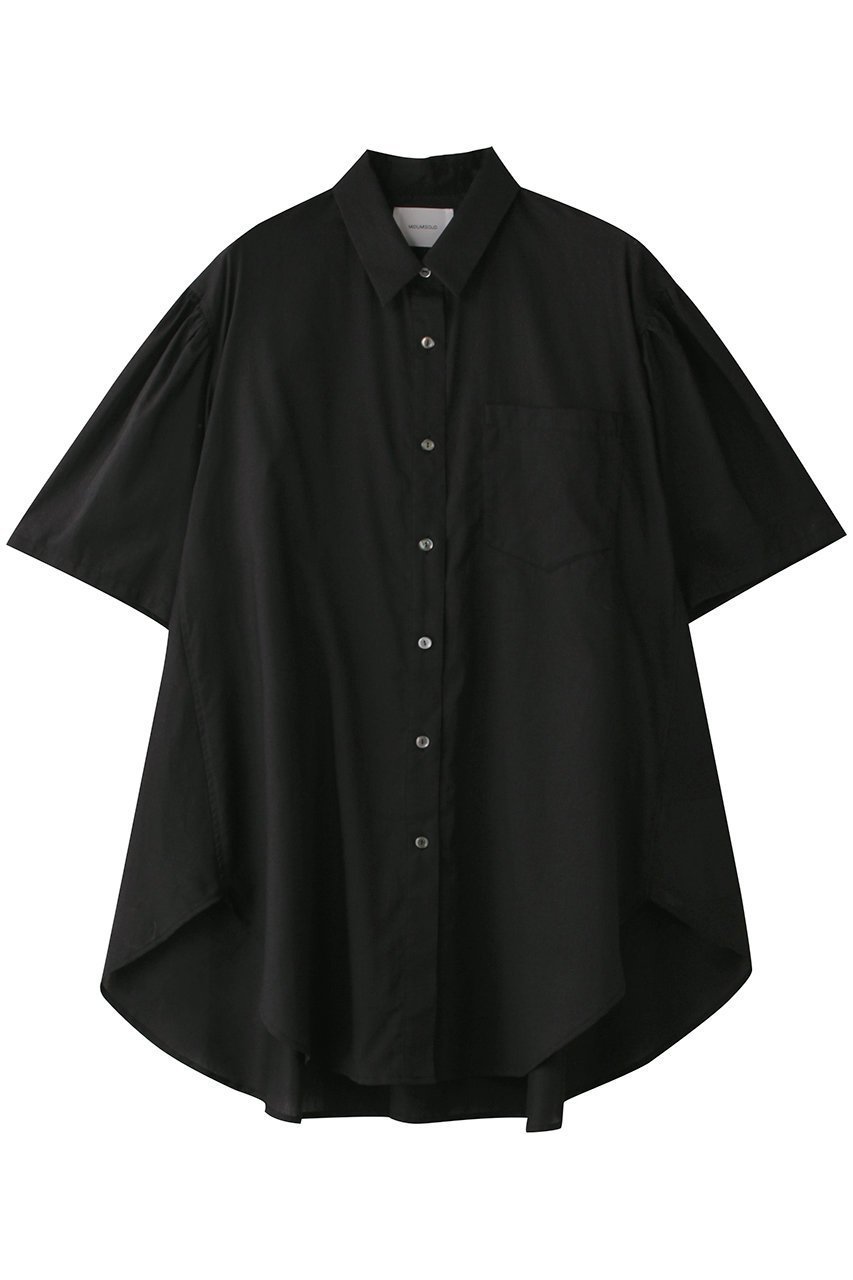 【ミディウミソリッド/MIDIUMISOLID】のhalf slv wide shirt シャツ インテリア・キッズ・メンズ・レディースファッション・服の通販 founy(ファニー) 　ファッション　Fashion　レディースファッション　Fashion for Women　トップス・カットソー　Cut & Sew Tops　シャツ・ブラウス・オフィスカジュアル　Elegant Blouses & Button-Ups　ギャザー　Gathered, Ruffled　シアー　Sheer, See-Through　ショート　Short, Short Length　シンプル　Simple, Minimal　スリーブ　Sleeve, Long Sleeve / Short Sleeve　ハーフ　Half, Half-Length　ワイド　Wide, Wide Fit　エレガント 上品　Elegant　夏　Summer　black|ID: prp329100004595122 ipo3291000000032967530