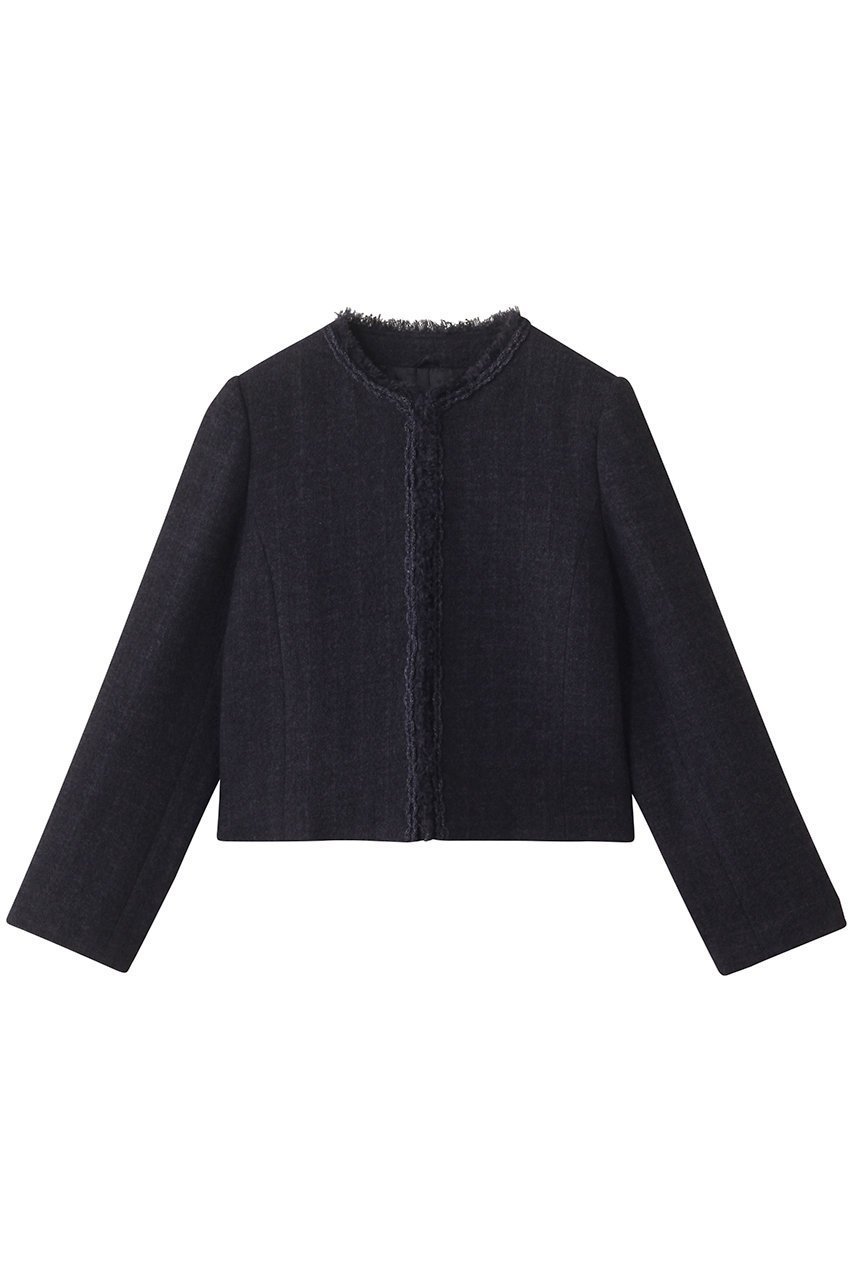 【アナイ/ANAYI】のネイビーツイードクルージャケット インテリア・キッズ・メンズ・レディースファッション・服の通販 founy(ファニー) 　ファッション　Fashion　レディースファッション　Ladies' Fashion Online　アウター　Coat Outerwear　ジャケット　Jackets　コンパクト　Compact　ショート　Short　ジャケット　Jacket　センター　Center　タイトスカート　Tight Skirt　ツイード　Tweed　フリンジ　Fringe　エレガント 上品　Elegant　再入荷　Restock/Back In Stock/Re Arrival　ネイビー|ID: prp329100004595126 ipo3291000000032648806